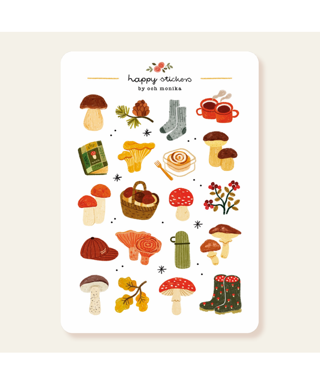 Klistremerkeark | Mushroom Picking | A6