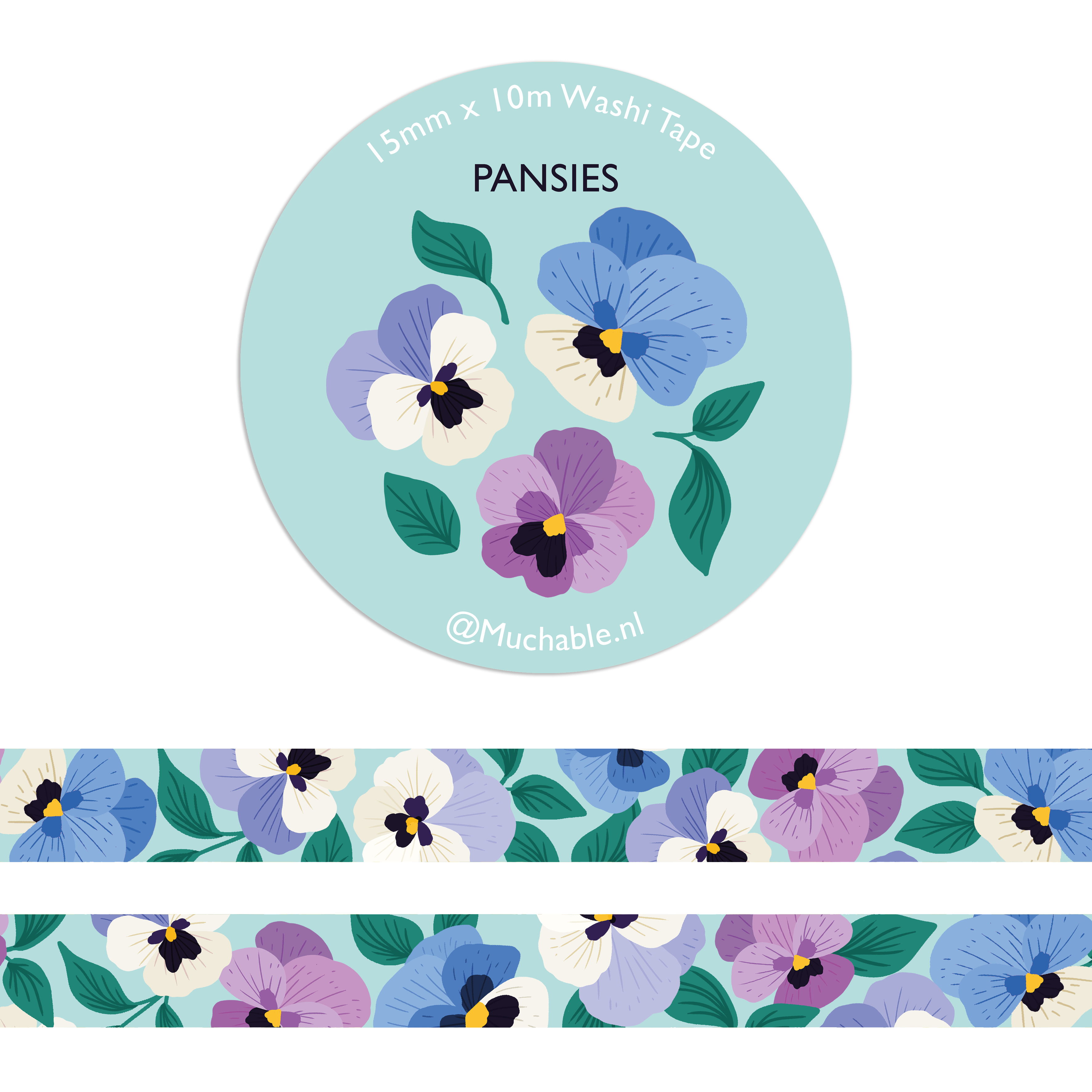 Washitape - Papirtape | Pansies - Cute Flowers