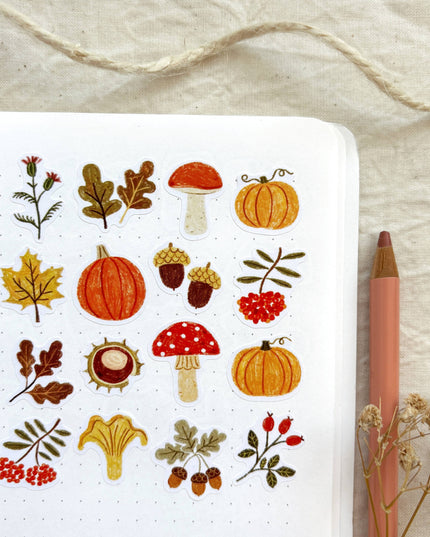 Klistremerkeark | Håndtegnet ~ Autumn Treasures | A6