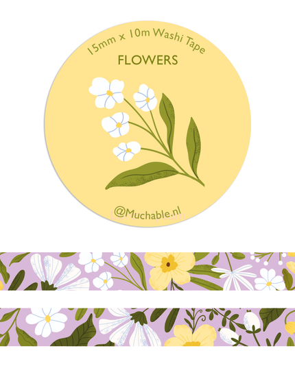 Washi Tape | Yellow Spring Flower - Purple / Lilac