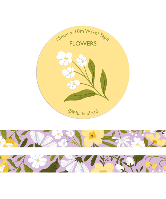 Washi Tape | Yellow Spring Flower - Purple / Lilac