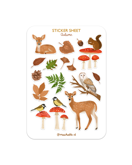 Klistremerkeark | Autumn/Fall - Deers/Mushrooms | A6
