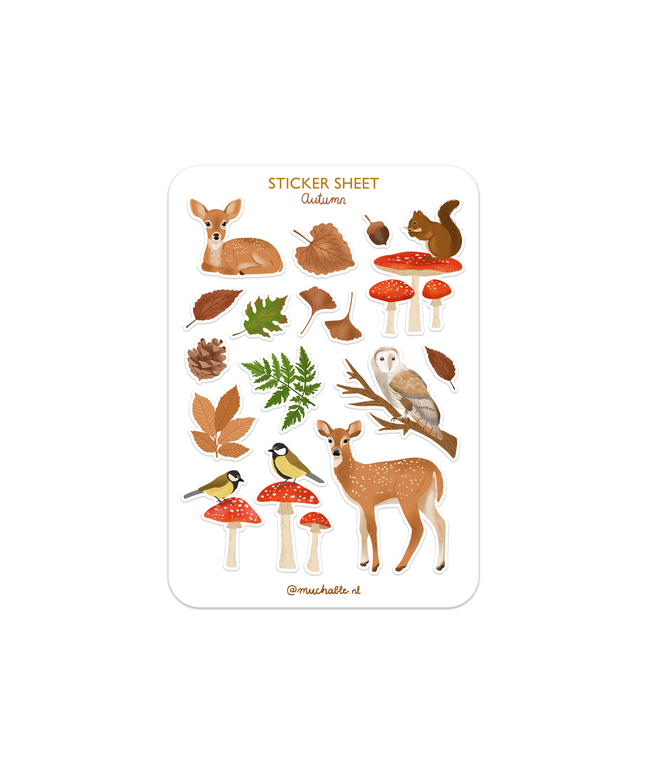 Klistremerkeark | Autumn/Fall - Deers/Mushrooms | A6