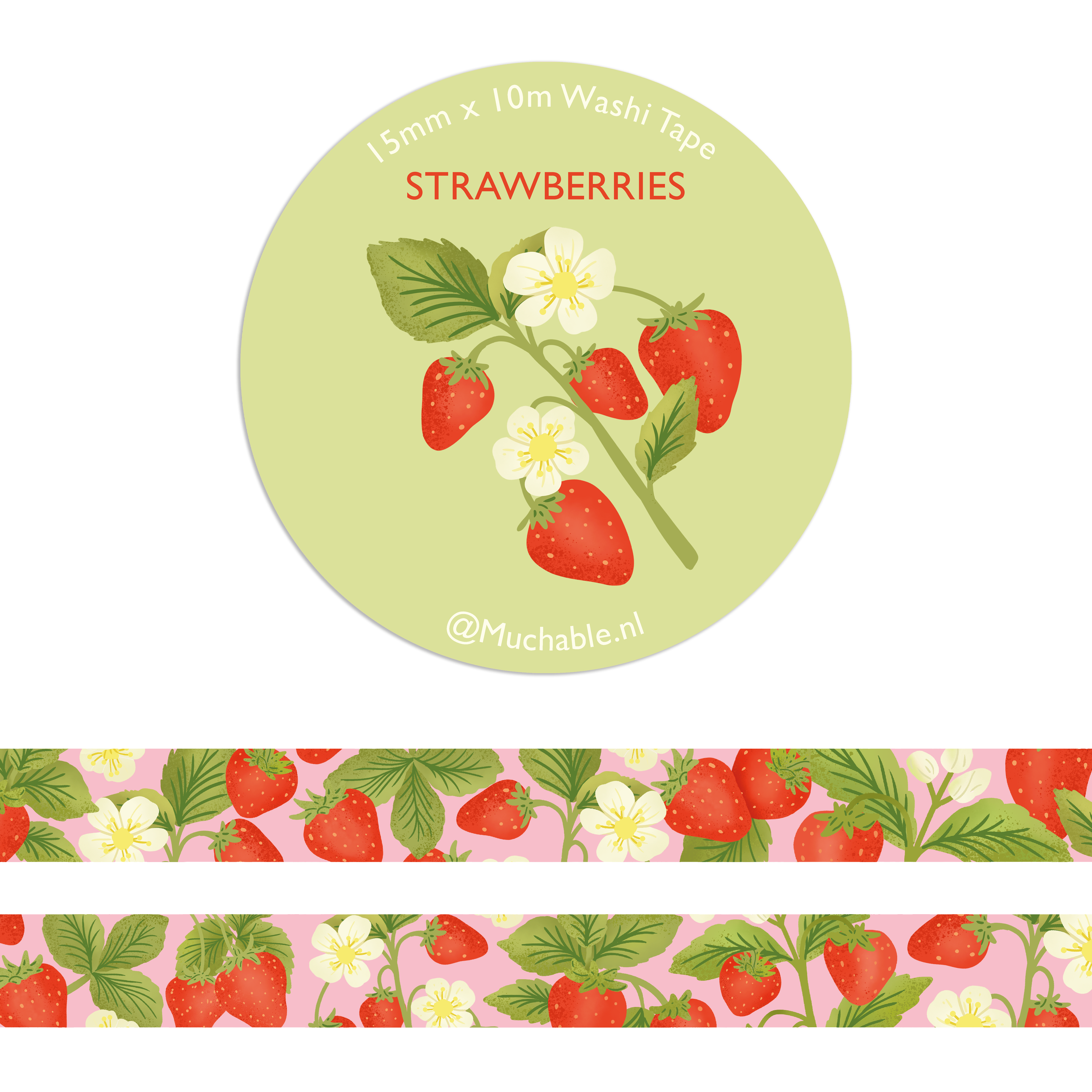 Washitape - Papirtape | Cute Sweet Strawberries