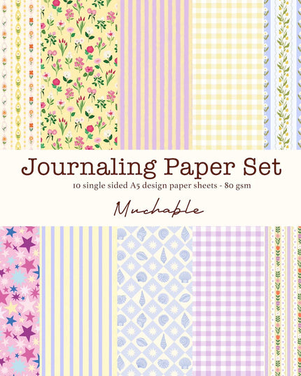 Journaling Papirsett - 10 ark A5 print/pattern