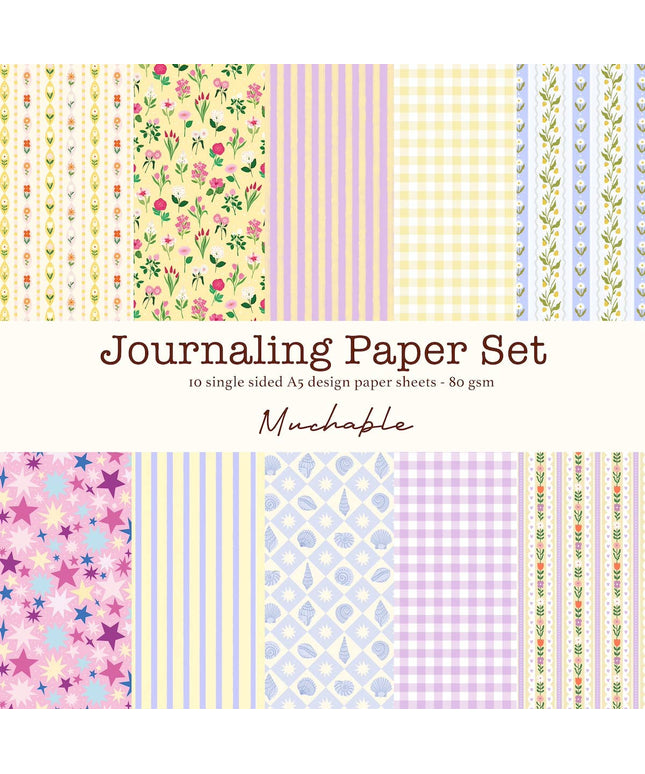 Journaling Papirsett - 10 ark A5 print/pattern