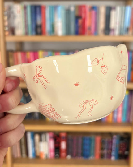 Bows and Books Mug: Yellow/Ivory Flowers