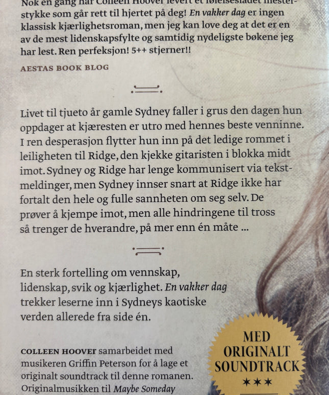 Hoover, Colleen: En vakker dag