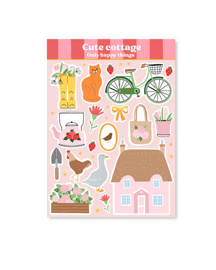Klistremerkeark | Cute Cottage | A6