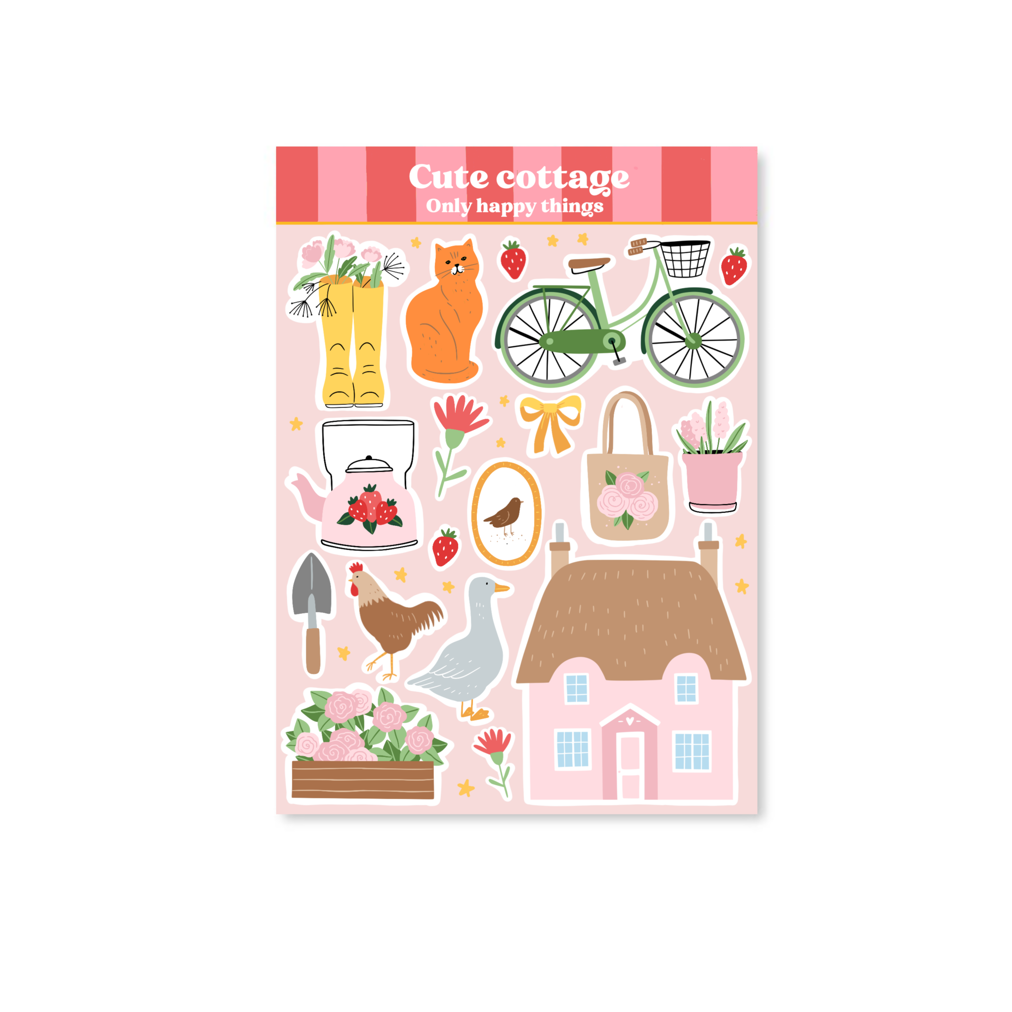 Klistremerkeark | Cute cottage A6