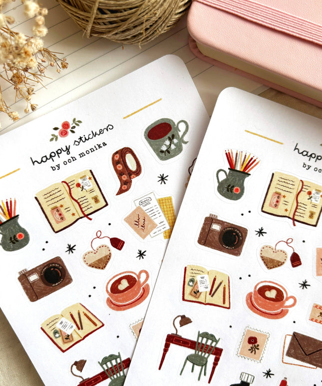 Klistremerkeark | Cozy Journaling | A6