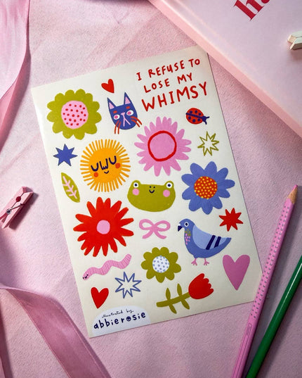 Klistremerkeark | I Refuse to Lose my Whimsy | A5