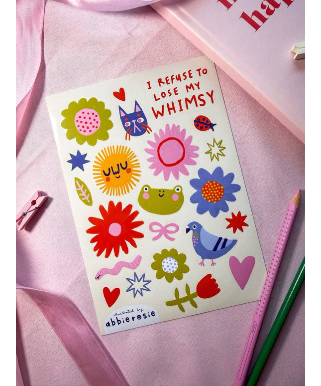Klistremerkeark | I Refuse to Lose my Whimsy | A5