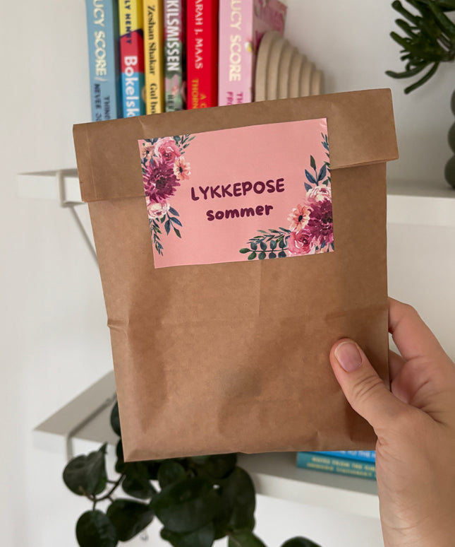 Forhåndsbestilling | Stor Lykkepose Sommer | Overraskelsespose med klistremerkeark, washitape og andre fine småsaker