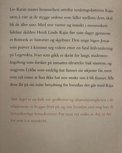Talte dager - Heidi Linde (innbundet)