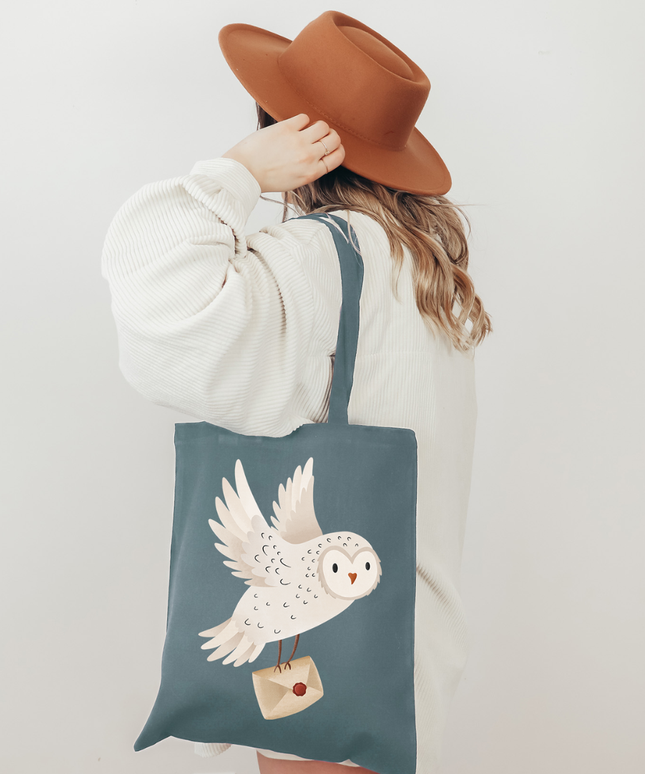 Handlenett | Totebag | Snowy Owl: Blue
