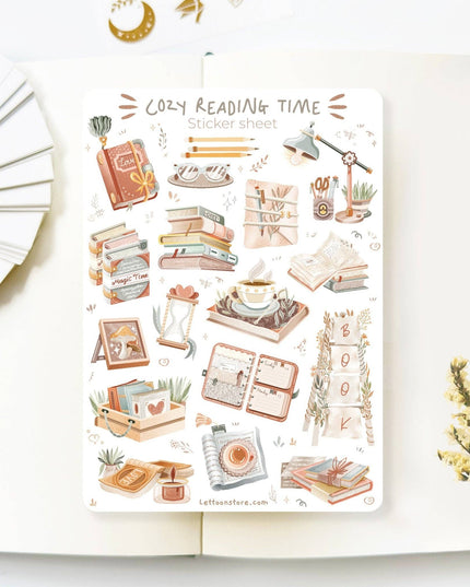 Klistremerkeark | Cozy Reading Time
