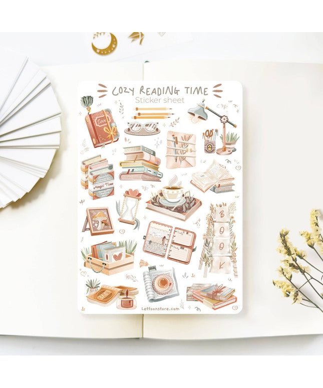 Klistremerkeark | Cozy Reading Time