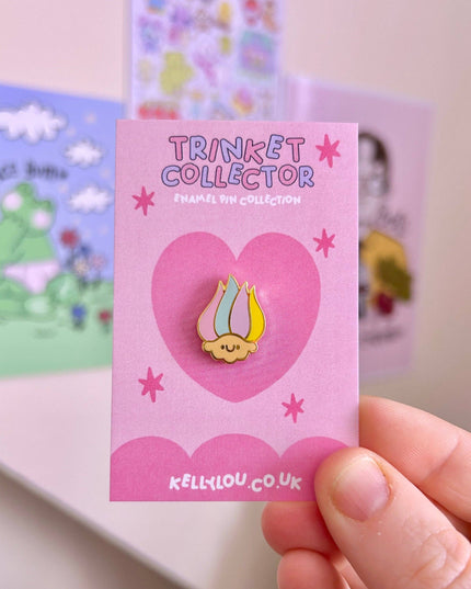 Pastel Troll Head - Mini Enamel Pin