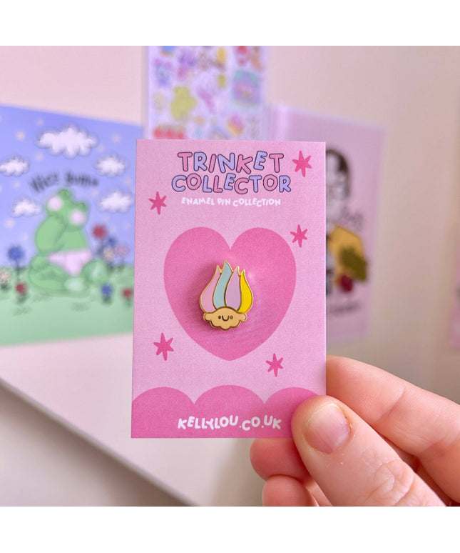 Pastel Troll Head - Mini Enamel Pin
