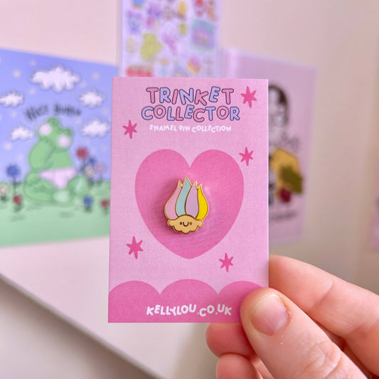 Pastel Troll Head - Mini Enamel Pin