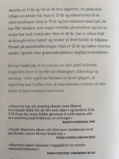 Marstein, Trude: Så mye hadde jeg