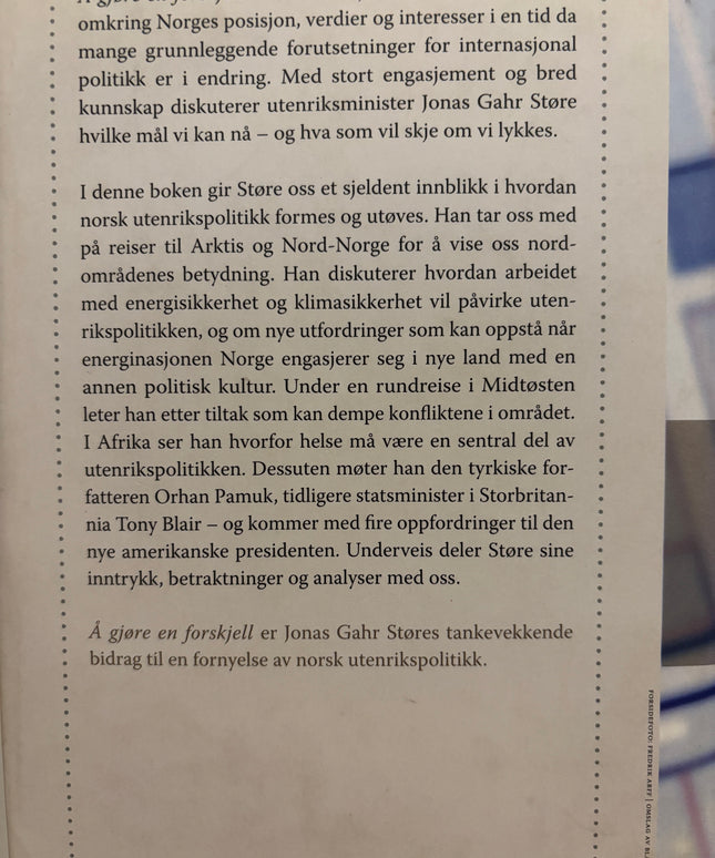 Gahr, Støre: Jonas: Å gjøre en forskjell