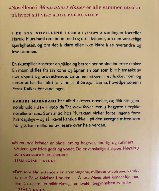 Murakami, Haruki: Menn uten kvinner