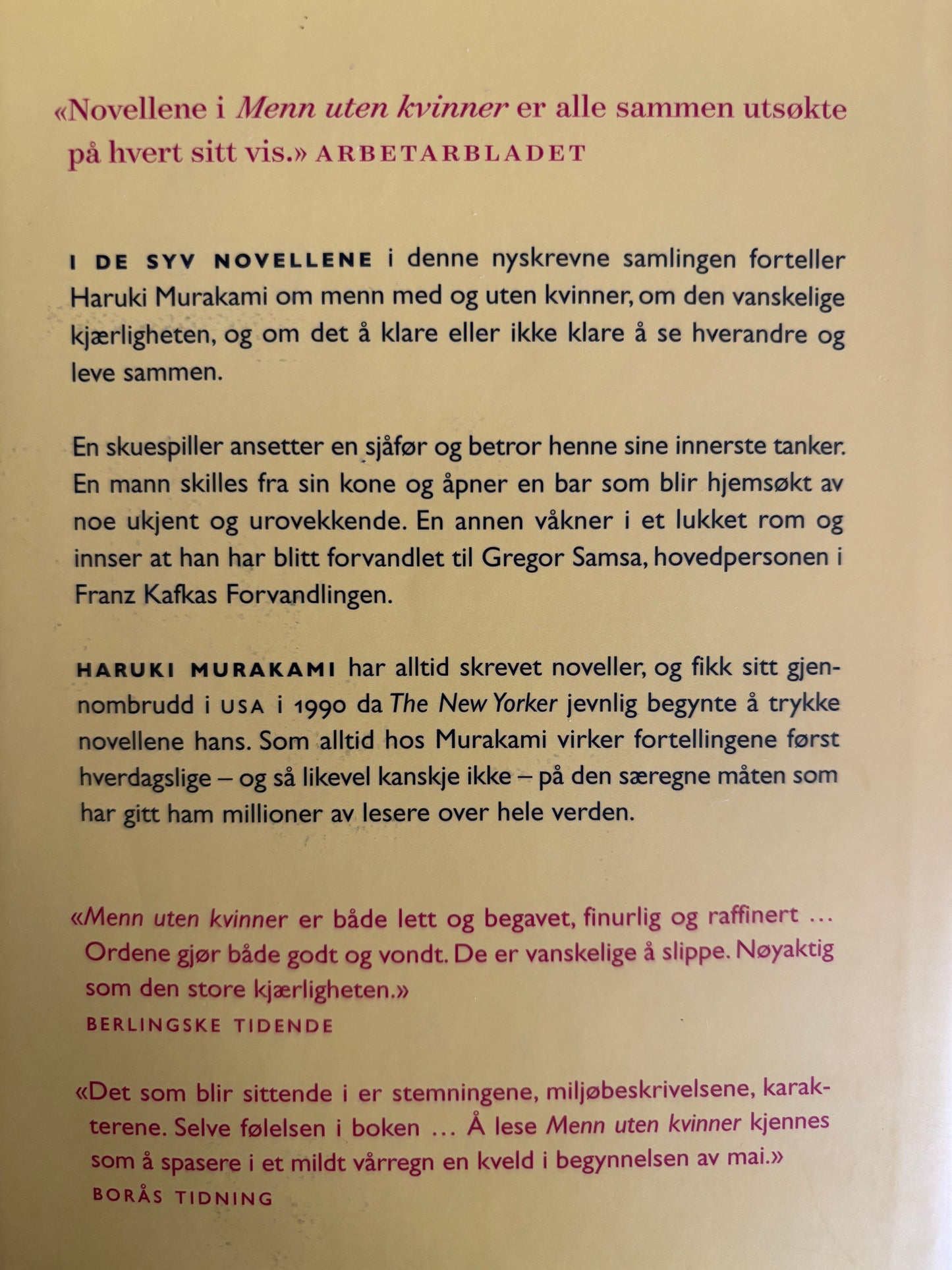 Murakami, Haruki: Menn uten kvinner