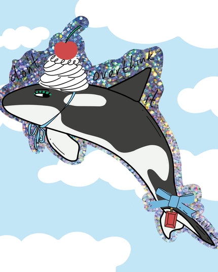 Vinyl Klistremerke | Glitter Whale | Don’t Overthink It
