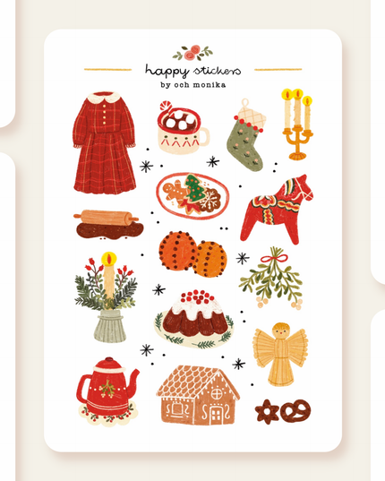 Klistremerkeark | Håndtegnet ~ Christmas Time | A6