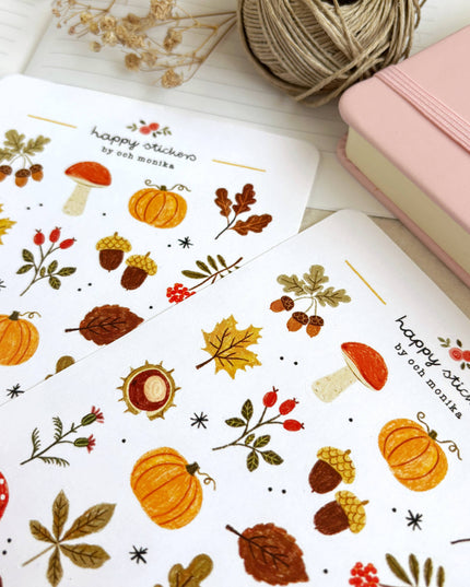 Klistremerkeark | Håndtegnet ~ Autumn Treasures | A6