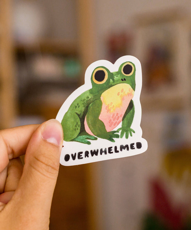 Vinyl Klistremerke | Overwhelmed Illustrated Frog