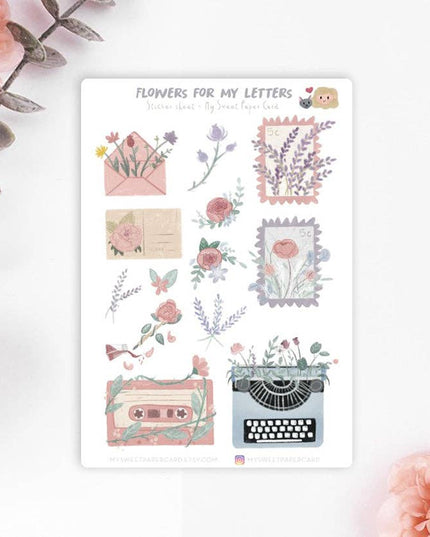Happy Mail Flower Klistremerkeark