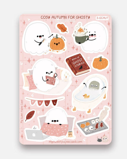Klistremerkeark | Ghosty Cosy Fall Day Stickers - Halloween