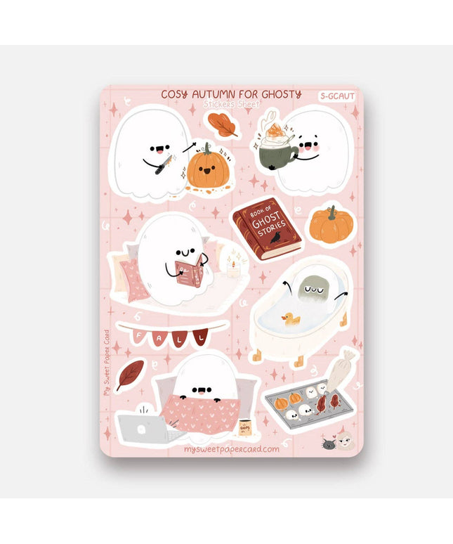Klistremerkeark | Ghosty Cosy Fall Day Stickers - Halloween