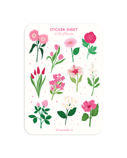 Klistremerkeark | Wild Flowers illustration | A6