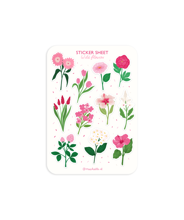Klistremerkeark | Wild Flowers illustration | A6