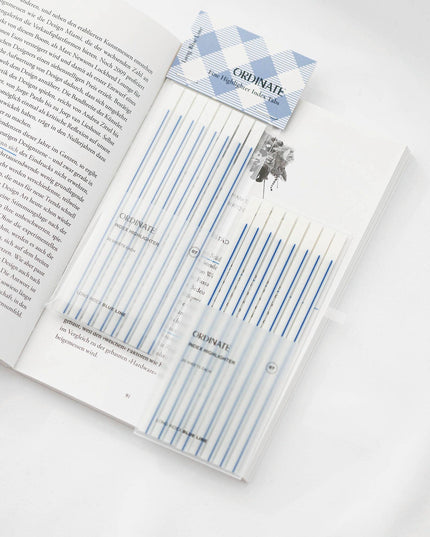 Blue Line | Gjennomsiktige klebestriper – langt design |  Selvklebende notislapper