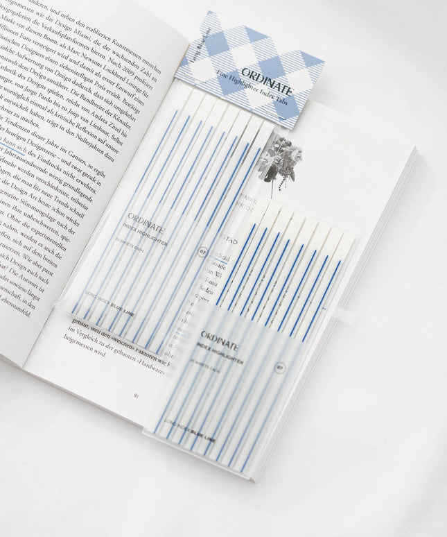 Blue Line | Gjennomsiktige klebestriper – langt design |  Selvklebende notislapper