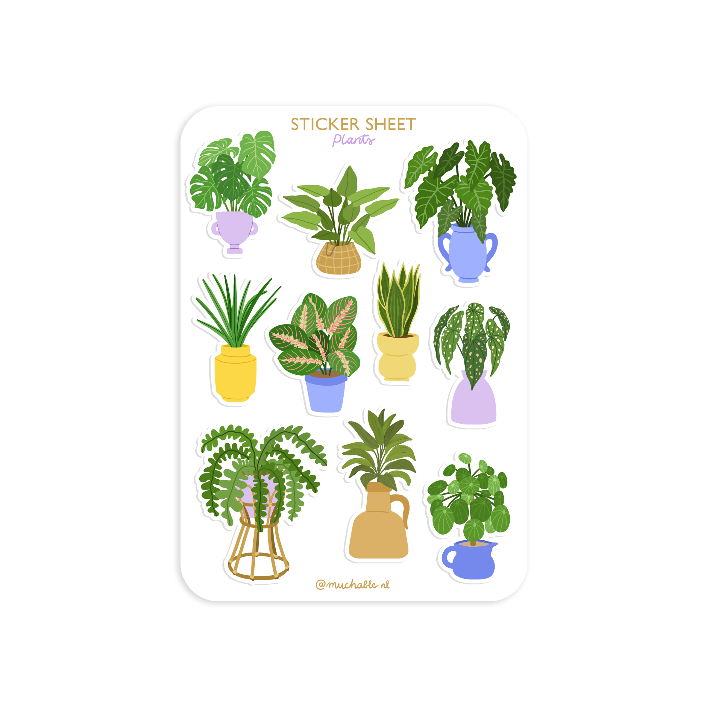 A6 klistremerkeark | Colorful house plants