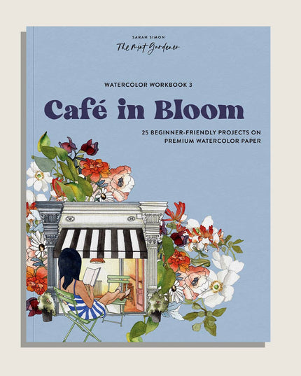 Watercolor Workbook 3: Café in Bloom | Akvarell Malebok for Voksne