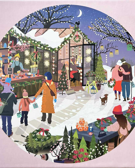 Rundt Puslespill | Christmas Market | 1000 Brikker