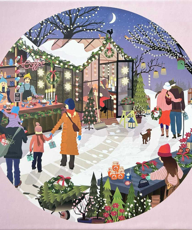Rundt Puslespill | Christmas Market | 1000 Brikker