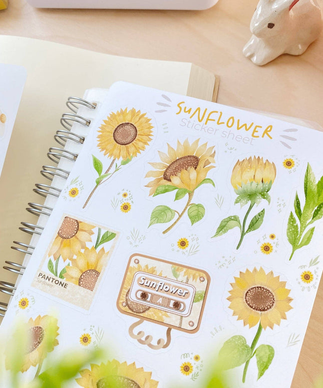 Klistremerkeark | Chamomile & Sunflower | Sett Med 2 Klistremerkeark