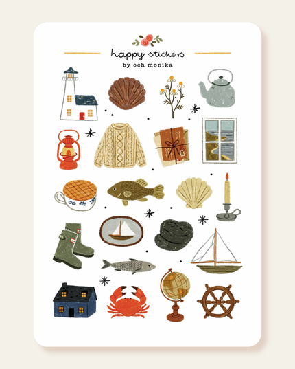 Klistremerkeark | Håndtegnet ~ Lighthouse Keeper | A6