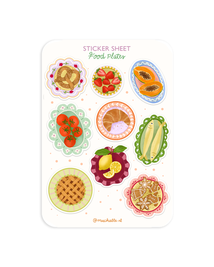 Klistremerkeark | Christmas Cute Food Plates | A6