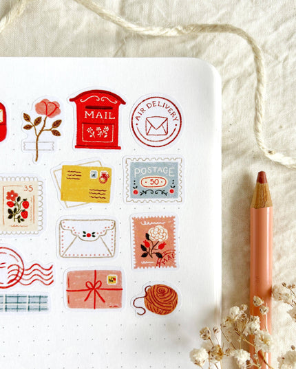 Klistremerkeark | Håndtegnet ~ Happy Mail | A6