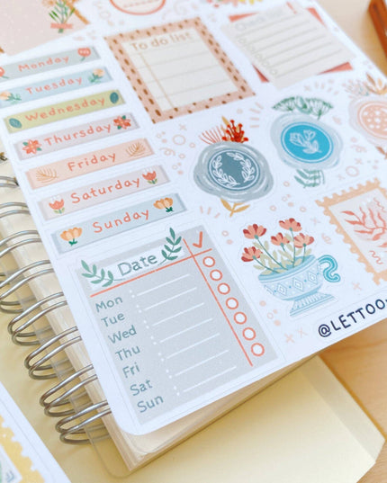 Klistremerkeark | Bullet Journal Essentials: Flower