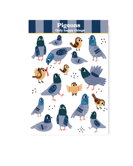 Klistremerkeark | Pigeons | A6